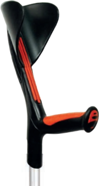 Kyynärsauva perusmalli kumikahvalla Punainen