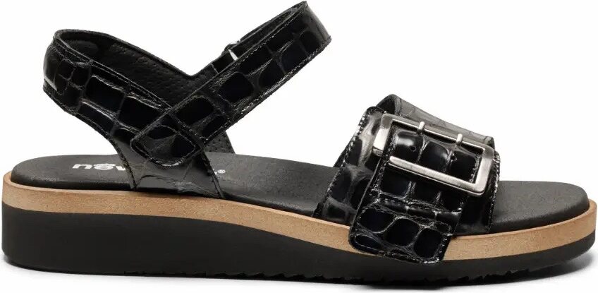 New Feet naisten sandaalit takaremmilla Musta kuvioitu