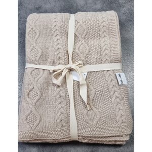 Palmikkoneuleviltti 100 % merinovillaa 130x170cm